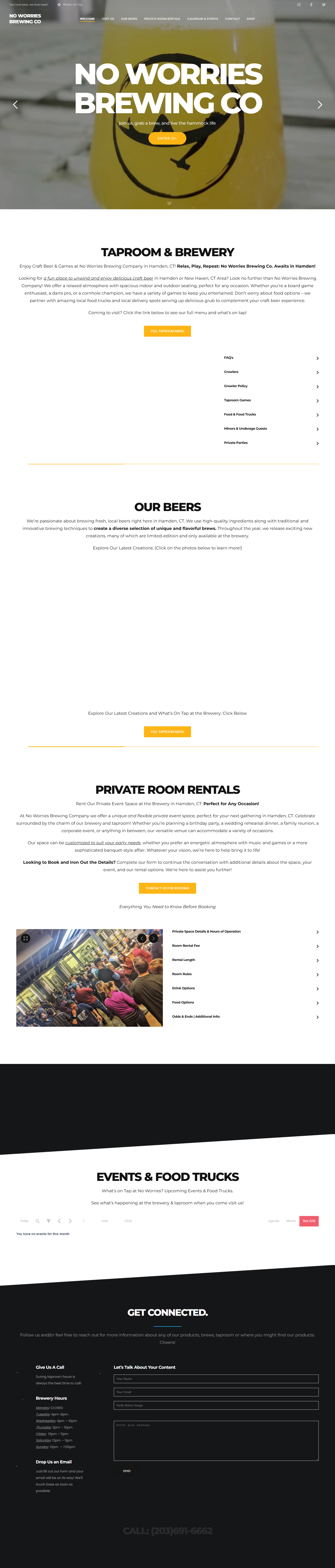 No Worries Beer craft brewery website
